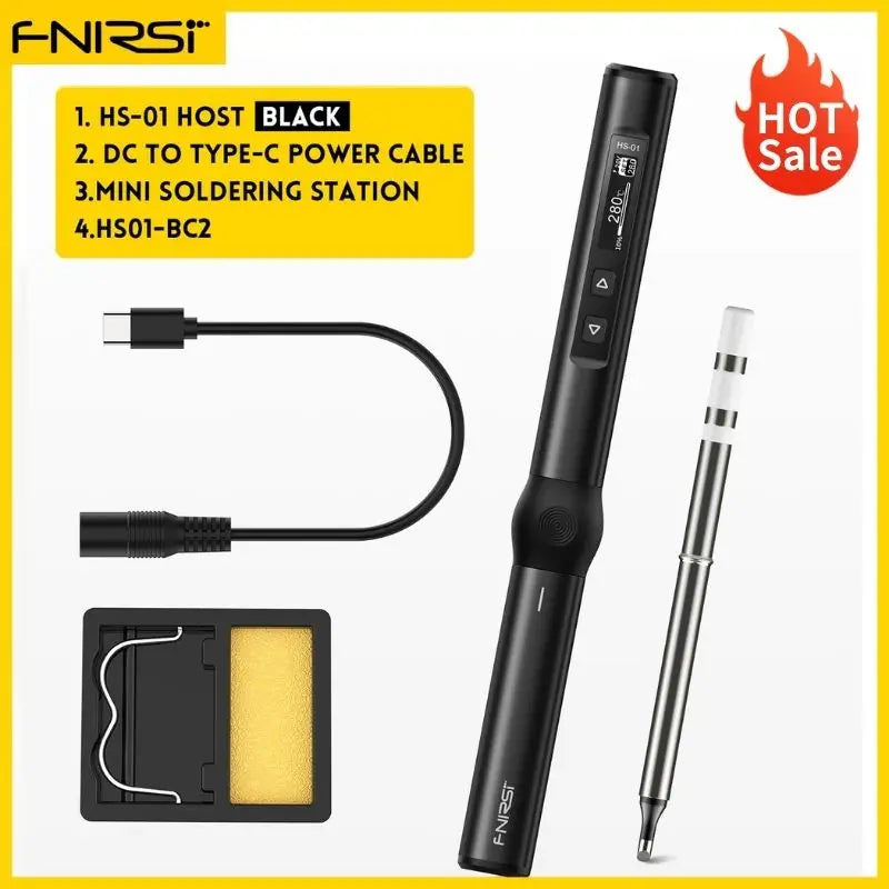 FNIRSI HS-01 Adjustable Temperature Soldering Iron DC 24V 80-420℃ Welding Solder Rework Station PD 65W Portable Repair Tool