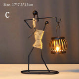 Nordic Metal Candlestick Abstract Character Sculpture Candle Holder Decor Handmade Figurines Home Decoration Art Gift