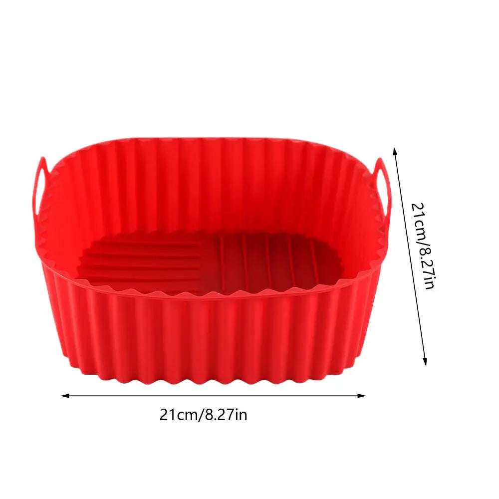 21cm Silicone Air Fryer Liners Square Non Stick Reusable Basket for Pizza Roasting Baking Easy Clean Heat Resistant Accessories