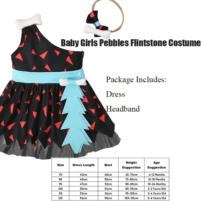 New 2026 Infant Toddle Pebble Bone Fancy Dress Up Halloween Caveman Cavegirl Flint stone Costume For Girl COS