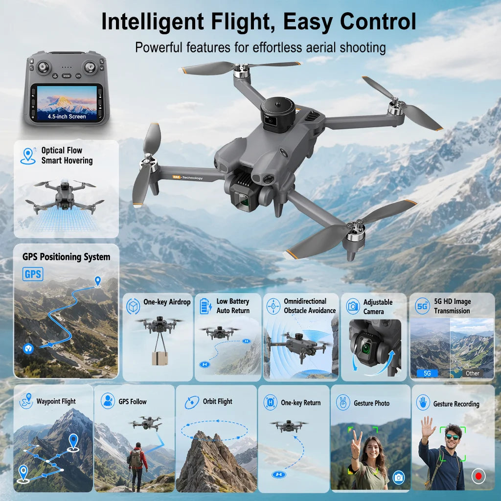 New Brushless GPS Drone High Definition Aerial Photography Screen Control Obstacle Avoidance Remote Control Aircraft