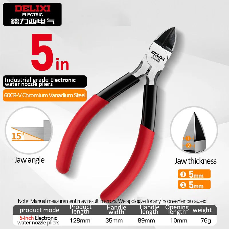 DELIXI ELECTRIC Nozzle Pliers  Electronic Pliers Industrial Scissors Diagonal Pliers，for CuttingMetalWireCablePlasticsWood