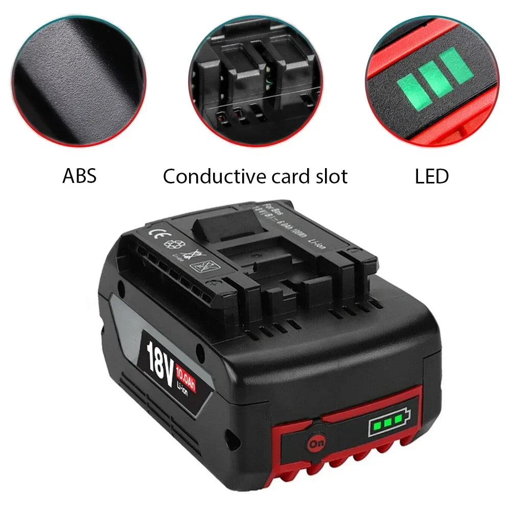 For BOSCH 18V 6.0/8.0/10Ah Rechargeable Lithium Ion Battery For Bosch Backup Battery Portable Replacement BAT609 18V 6.0A