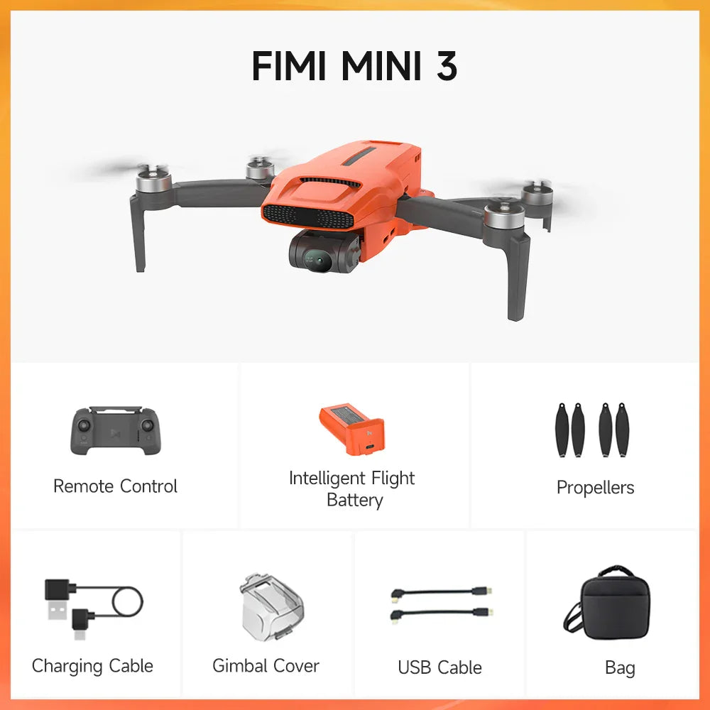 FIMI MINI 3 AI Super Night Video Drone with 4K Professional Camera 1/2 Inch Stacked CMOS Sensor Under 245g Quadcopter