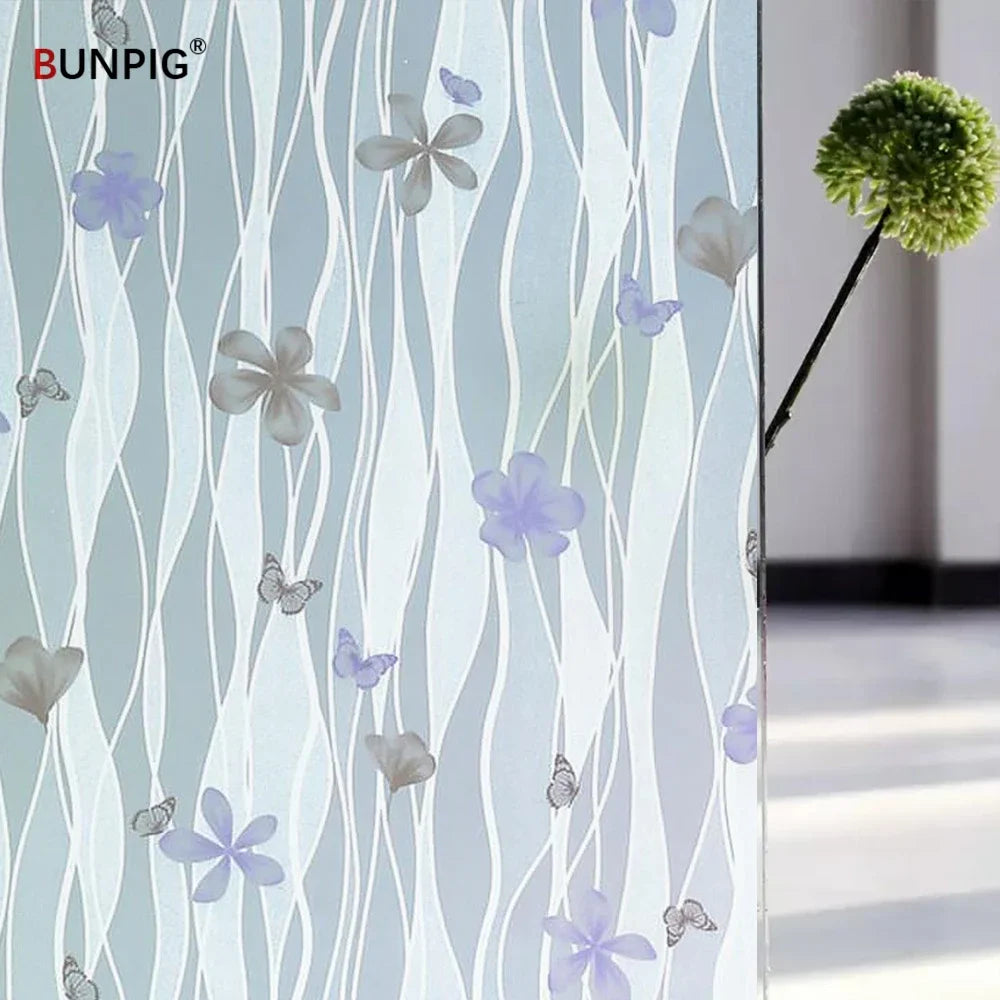 Privacy Window Film Sun Protection UV Blocking Self-adhesive Film for Home Frosted Opaque Stained Glass Sticker Heat Control