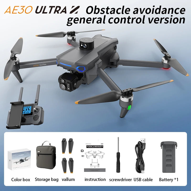 AE30 GPS Drone With 8K HD Camera 3-axis Gimbal Brushless Laser Obstacle Avoidance With  FPV RC Dron