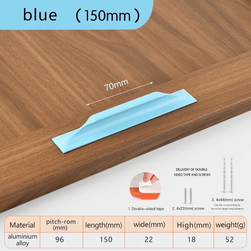 Self-adhesive easy-install kitchen cabinet drawer colorful handles furniture door windows sliding glass door push-pull handle