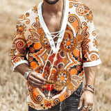 Retro 60s 70s Hippie Costume for Men Drawstring Printing T-shirt Cosplay Outfit Halloween Party Disco Funny Clothes Role Play