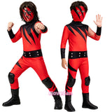 1997 Superstar Wrestler Costume Kids Kane Cosplay Halloween Suit Jumpsuit Bodysuit Mask Cosplay Costume Child Boys Girls