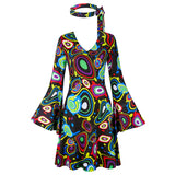 70s Costume Disco Dresses for Women Halloween Costume Sexy Hippie Costume Disco Dress with Disco Headband 70s Outfit Women