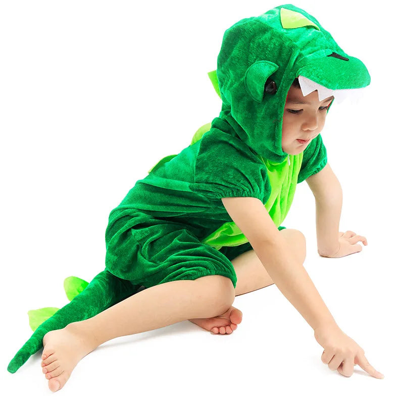 Cute Child Dinosaur Kugurumi Costume Cosplay Boys 2-4T 4-8Y Green Black Kindergarten School Party Game Role Play Suit