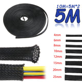 5M Tight PET Expandable Cable Sleeves Wire Gland Cables Protection Ø:4/6/8/10/12/15/20/25mm Insulation Braided Sleeving