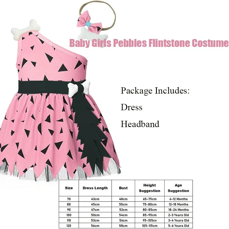 New 2026 Infant Toddle Pebble Bone Fancy Dress Up Halloween Caveman Cavegirl Flint stone Costume For Girl COS