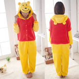 MINISO Winnie Bear Cosplay Costume Pooh Jumpsuit Disney Cartoon Character Role-play Family Look Pajamas for Children's Day Gifts