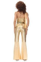 Woman Sexy 70s 80s Hippie Costume Carnival Halloween Party Vintage Rock Disco Fancy Dress Up Hippie Cosplay Jumpsuit