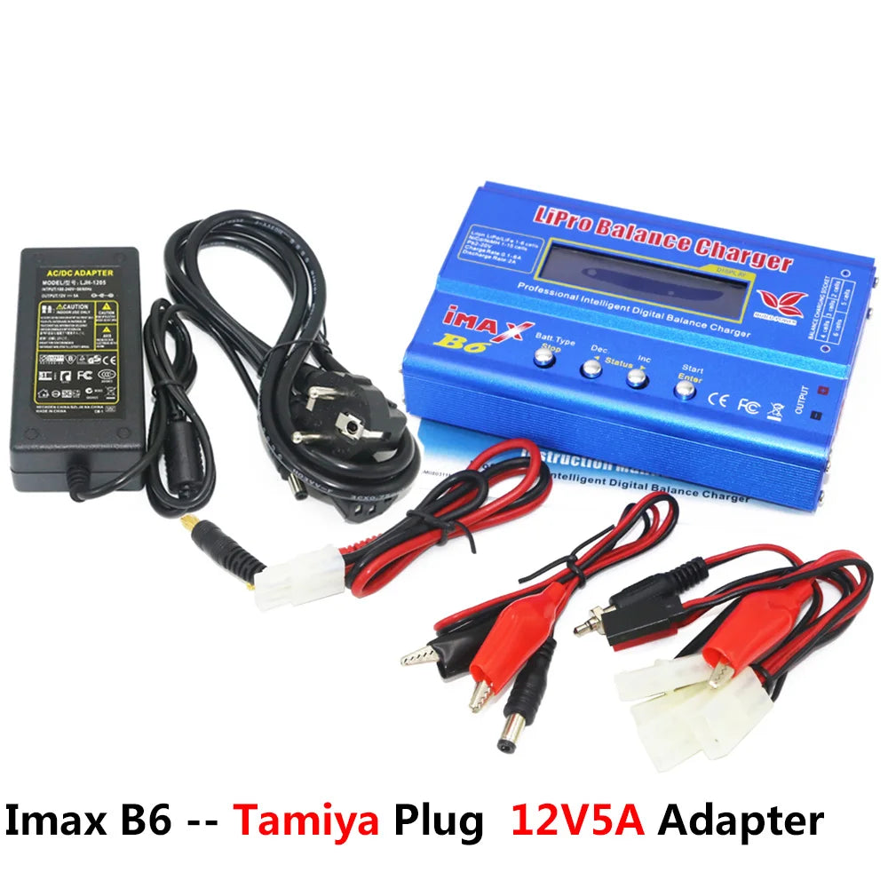 Digital Imax B6 80W Balance Charger T/Tamiya/XT60 Plug With 12V/5A DC Converter Adapter For RC Lipo NiMH NiCd Li-ion Battery