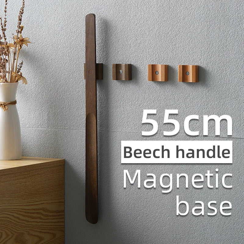 55CM wooden long handle Magnetic shoehorn long shoe spoon Horn for shoes Wear Shoe Easier Support for customized Logo