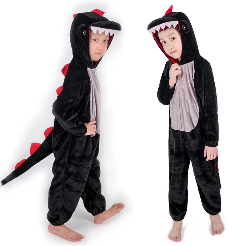 Cute Child Dinosaur Kugurumi Costume Cosplay Boys 2-4T 4-8Y Green Black Kindergarten School Party Game Role Play Suit