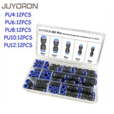 60PCS Boxed Set Air Straight Pneumatic Fittings PU Series Water Pipes Quick Release Connector Plastic Hose Couplings PU 4 6 8mm