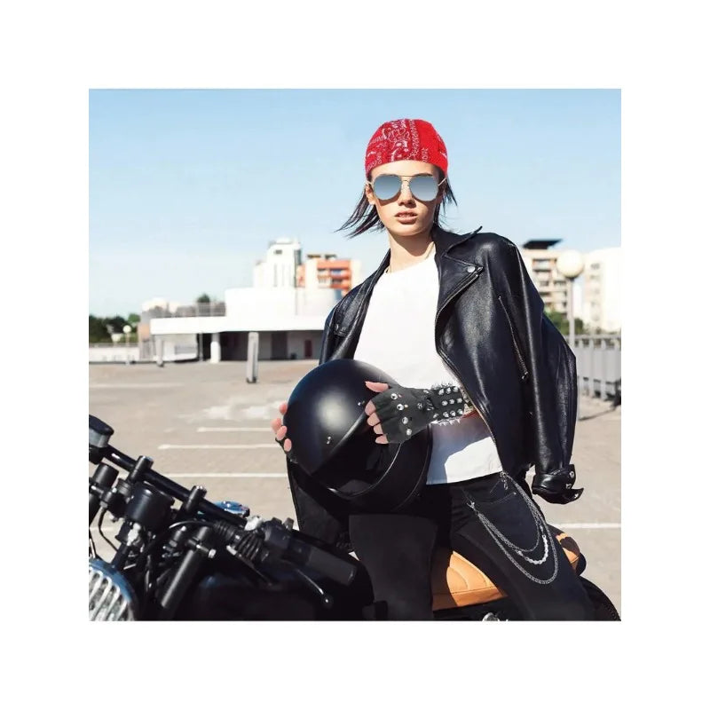 7 Pcs 70s 80s Rocker Costume Heavy Metal Wig Men women Hippie Wig with Bandana Sunglasses Punk Gloves Tattoo Sleeves for 80s Pun