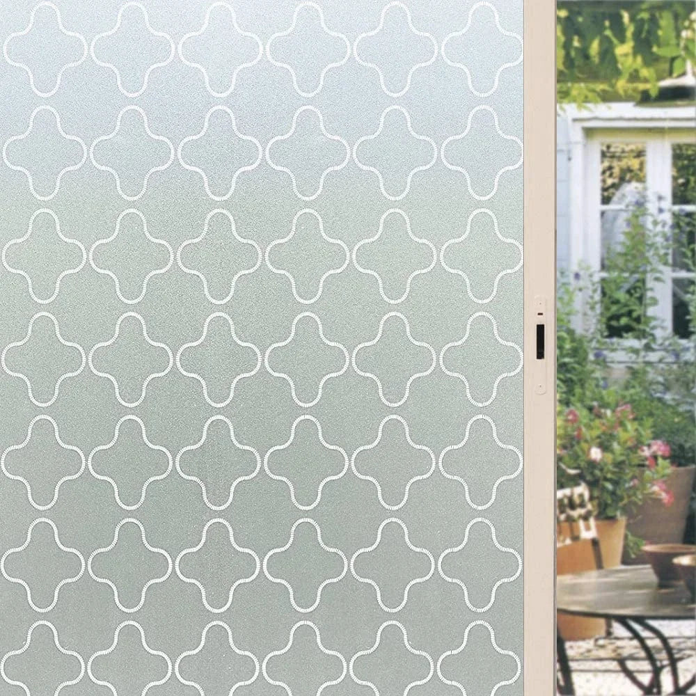 3D Frosted Decorative Window Film Privacy Static Cling Adhesive Stained Glass Film Matte Decals UV Protection Window Stickers