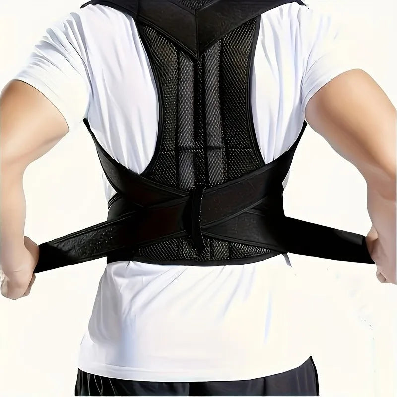 Reinforced Posture Corrector Vest, Adjustable Back Support Brace for Lumbar Spine, Shoulder Neck Stretcher Trainer for Men Women
