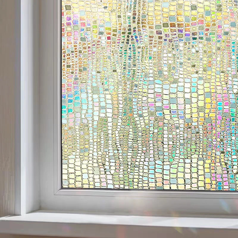 Window Privacy Film Static Clings Vinyl 3D Decals Stickers Rainbow Film for Glass Door Heat Control Anti UV
