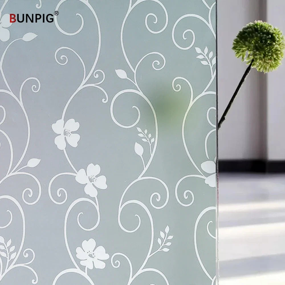 Privacy Window Film Sun Protection UV Blocking Self-adhesive Film for Home Frosted Opaque Stained Glass Sticker Heat Control