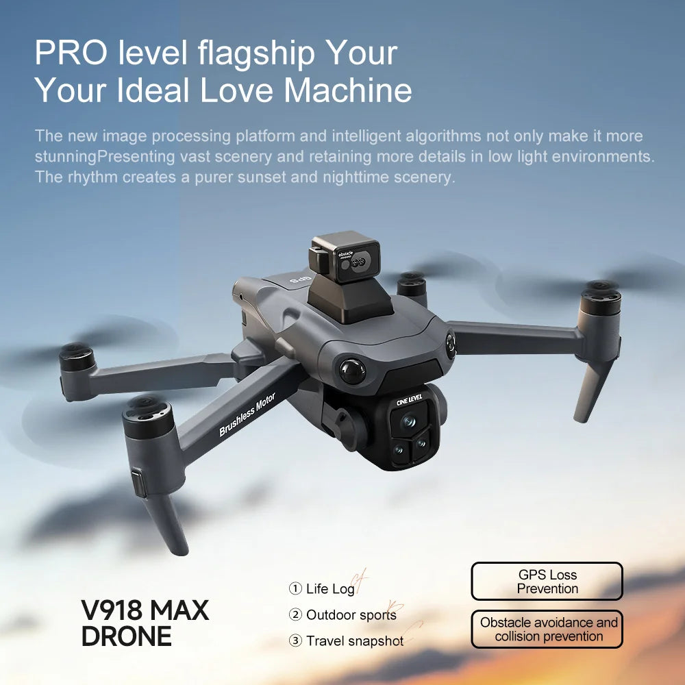 Lenovo V918 Max Drone with LCD Screen Remote Control GPS Laser Obstacle Avoidance 8K Professional Camera FPV 3000M RC Gifts