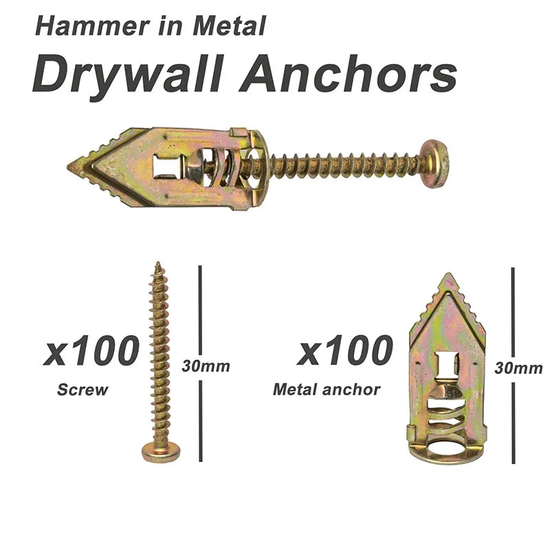 30/60/75/100Pcs Self Tapping Screws Self Drilling Anchors Screws Drywall Anchors Easy Application for Gypsum Plasterboard Dowel