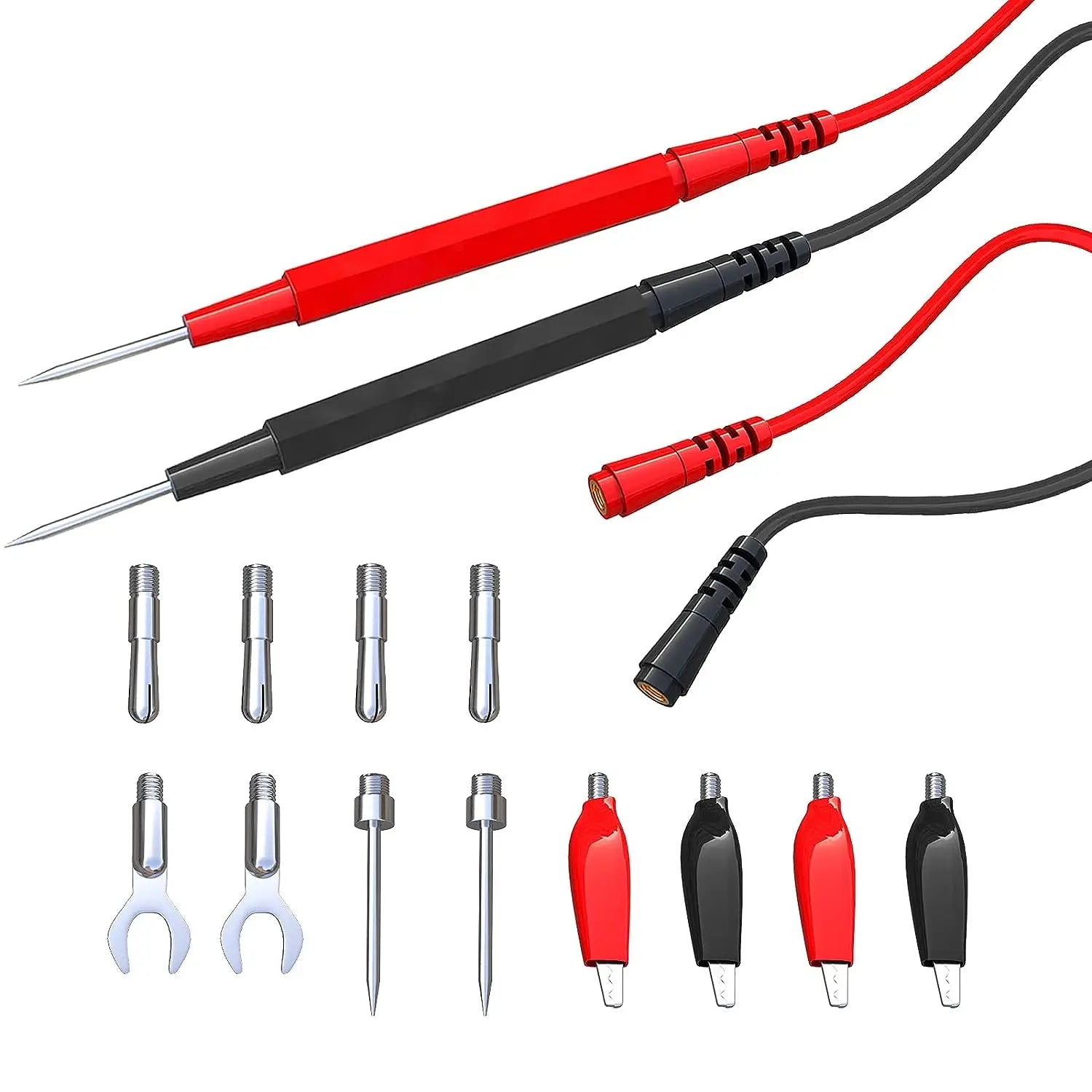 16PCS Multimeter Test Leads Kit Replacement Test Wire Set + Alligator Clips Banana Plugs Test Probes Banana Plugs for Multimeter