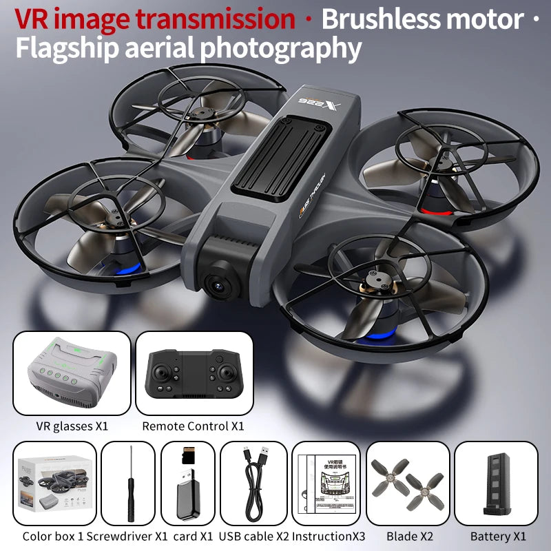 2026 New X226 VR FPV Drone 4K HD Dual Camera Brushless Motor WiFi 5G Optical Flow Positioning Mini for Racing RC Quadcopter