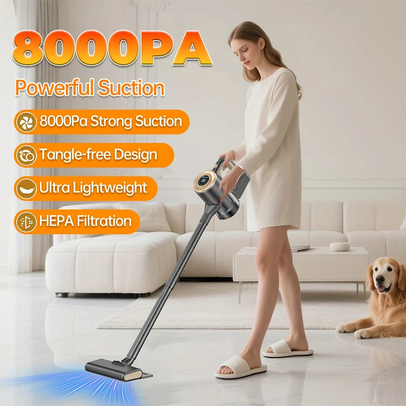 Multifunctional Handheld Vacuum Cleaner, 8Kpa Super Suction Power, 6000Mah Battery USB Charging, Brushless Motor, Adjustable Rod-Type Carpet Cleaner, Household Cleaning Tool