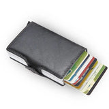 Antitheft Rfid Credit Card Holder Wallets Men Leather Aluminum Box Metal Male Purse Bag Small Cardholder Case Minimalist Wallet