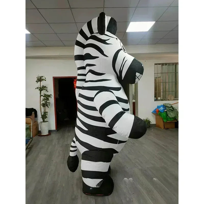 Inflatable Zebra Mascot Costume Entertainments Full Body Madagascar Wild Animals Cartoon Characters Blow Up Outfits No Battery