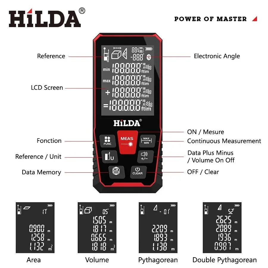 HILDA 50M/100M/120M Laser Rangefinder Professional Measuring Instrument Laser Rangefinder Testing Tool