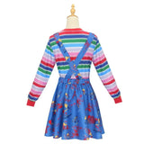 Anime Scary Chucky Women Dress Cosplay Costume Cartoon Horror Chucky Jumpsuits Halloween Clothing for Men Women Party Costumes