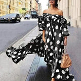 Spring Summer Dresses for Women Sexy Off-the-shoulder Polka Dot Long Dress Women Casual Loose Beach Summer Dress Woman Clothing