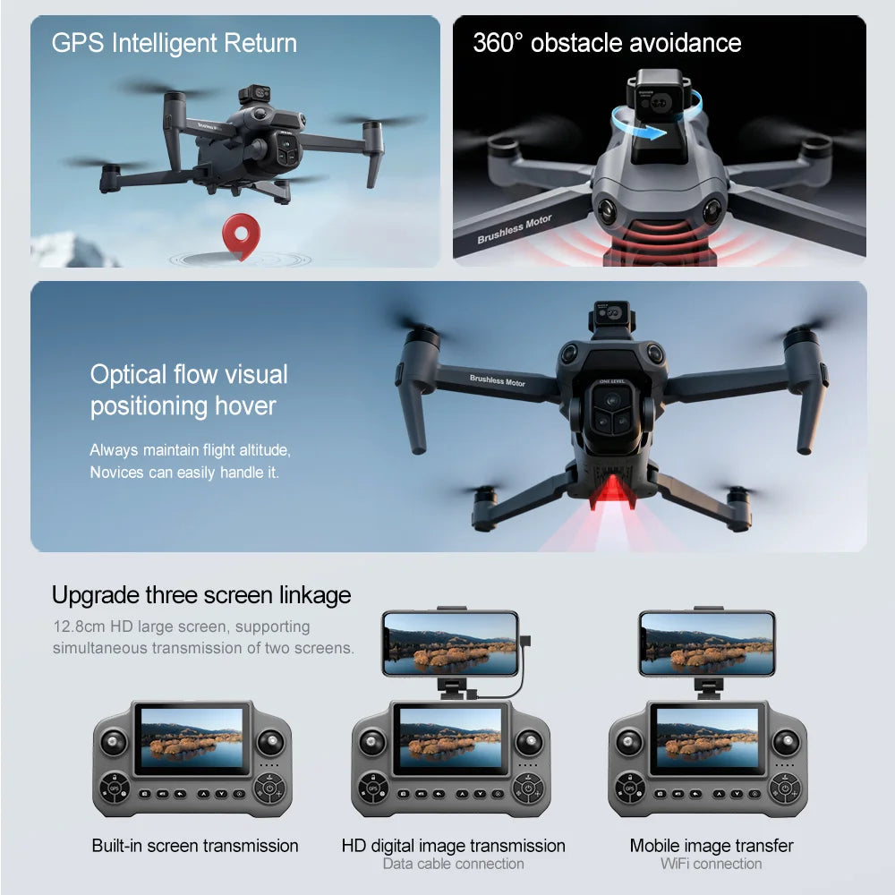 Lenovo V918 Max Drone with LCD Screen Remote Control GPS Laser Obstacle Avoidance 8K Professional Camera FPV 3000M RC Gifts