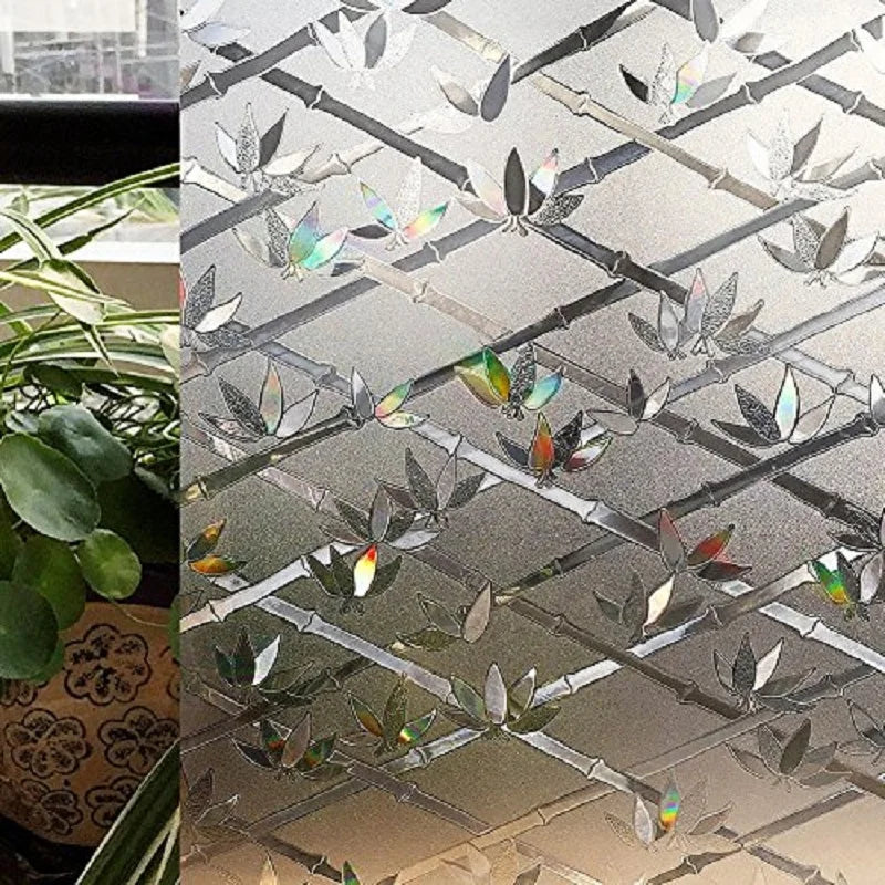 Privacy Window Film Rainbow Window Cling 3D Decorative Window Vinyl Stained Glass Window Covering Non-Adhesive Film Sun UV