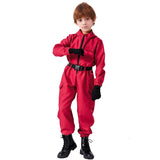 TV game red jumpsuit set (gloves+camisole+jumpsuit) - breathable role-playing set for men and women's role-playing party wear