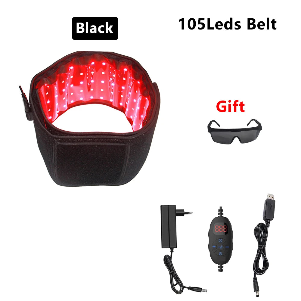 Red＆Infrared LED Light Therapy Belt 850nm 660nm Back Pain Relief Wrap Burn Fat Wrap Slimming Machine Waist Heat Pad Full Body