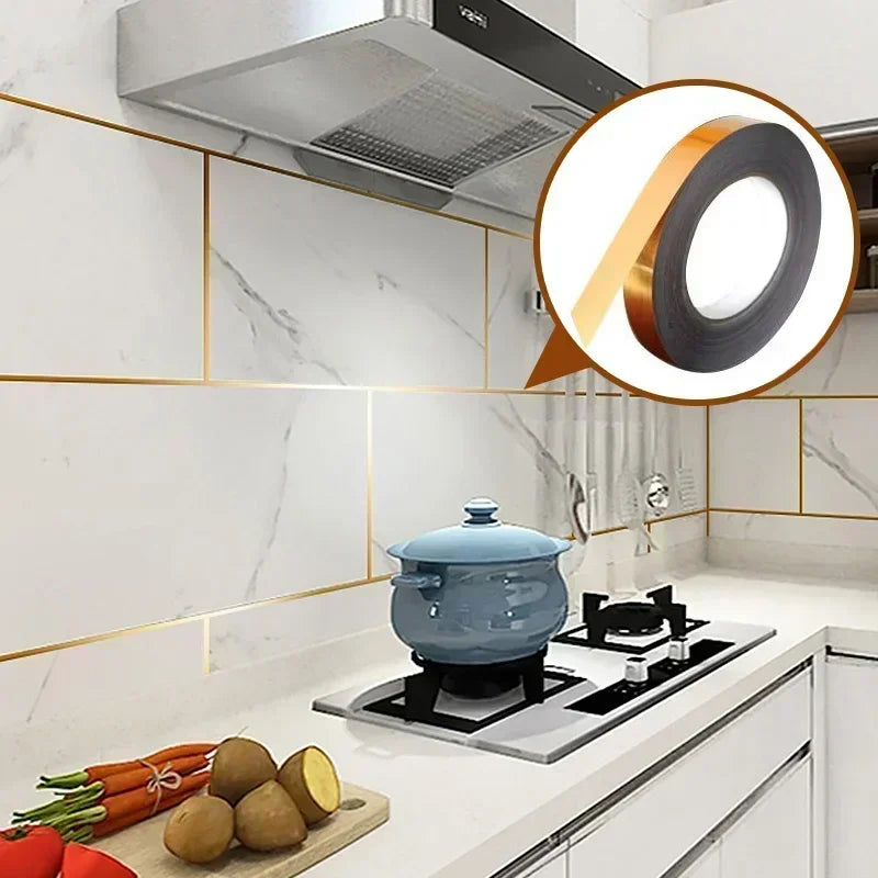 20M Ceramic Tile Beauty Seam Sticker Self-Adhesive Floor Waterproof Sealing Strip Gold Silver Ceramic Tile Tape Home Decoration