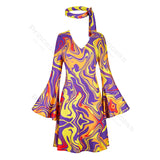 70s Costume Disco Dresses for Women Halloween Costume Sexy Hippie Costume Disco Dress with Disco Headband 70s Outfit Women