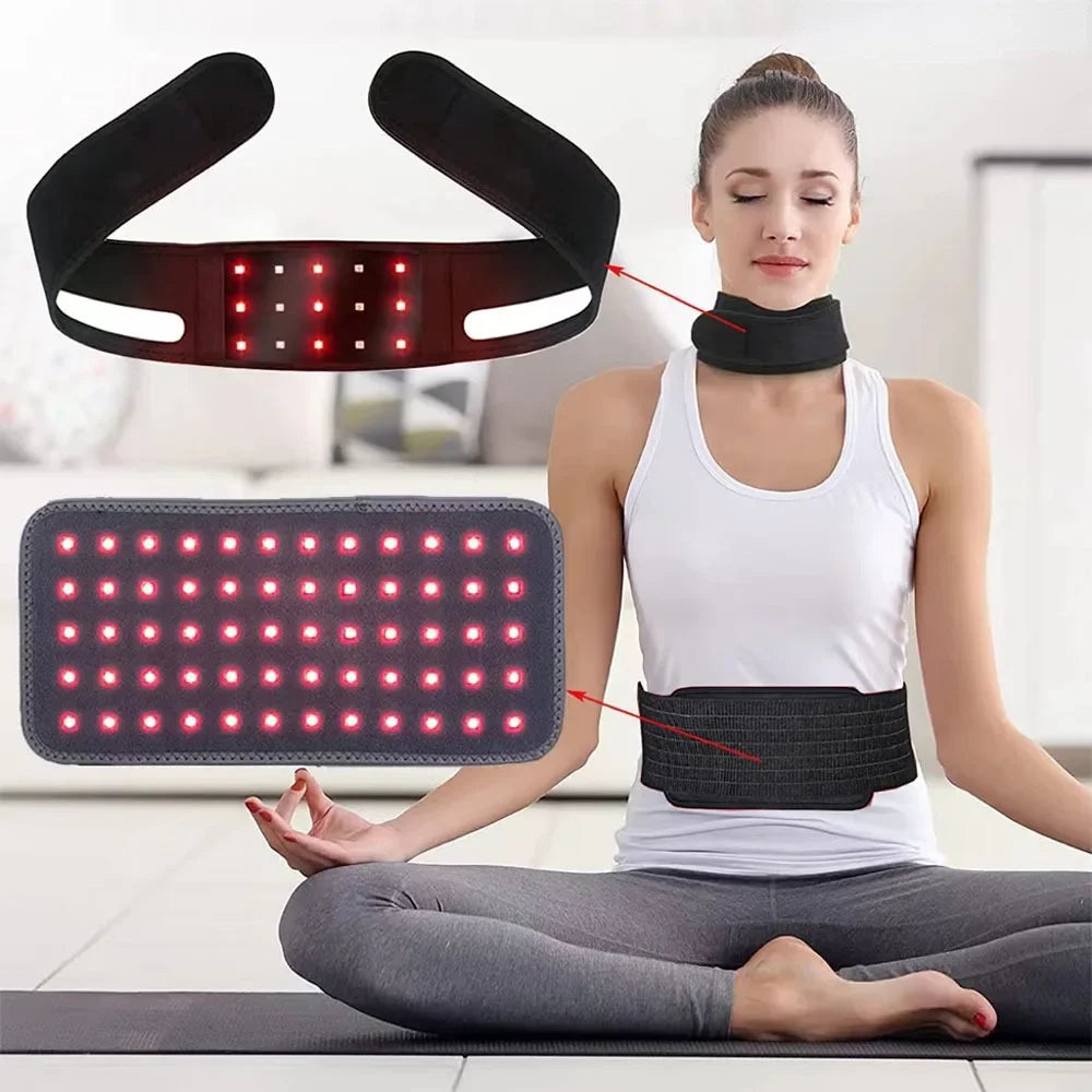 Red＆Infrared Light Therapy Belt 660nm&850nm Full Body Pain Relief Wrap Burn Fat Wrap Slimming Machine Waist,Wrist,Chin,Neck Pad