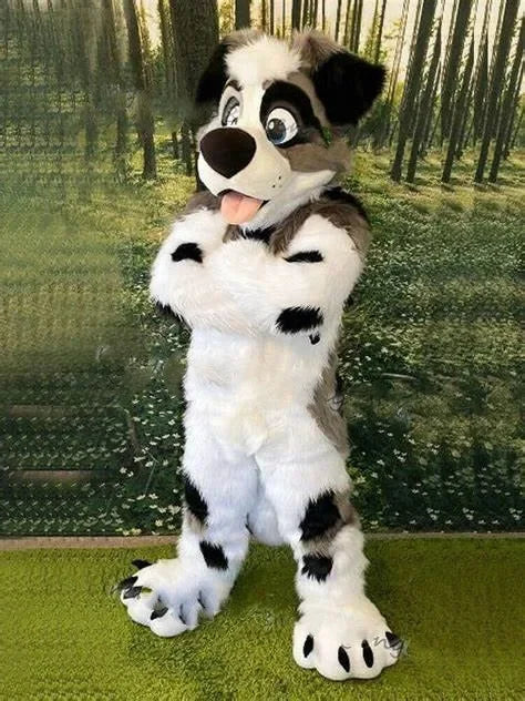 2025 Long Fur Furry Costume Husky Dog purple Fox Mascot Costume Fursuit Wolf Cosplay Party Fursuit Halloween Suit Adult Size