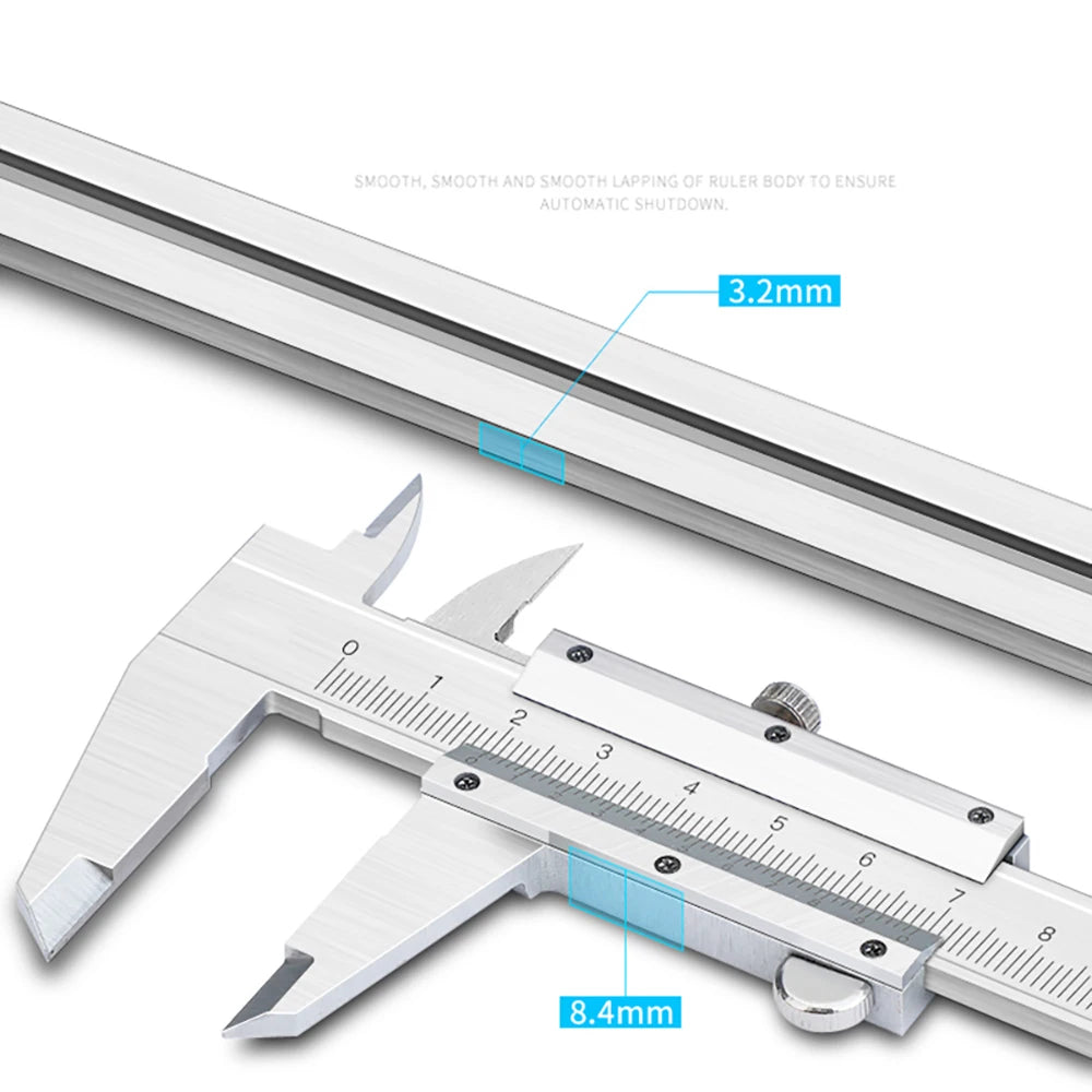 150MM 0-6" Marking Vernier Caliper High Accuracy Micrometer Stainless Steel Gauge Measuring Instrument Tools with Protective Box