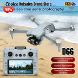 New D66 Drone with Large Screen Brushless Motor Obstacle Avoidance Remote Control Aircraft for Outdoor Entertainment