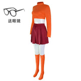 Velma Cosplay Orange Top Skirt Socks Halloween Costume Daphne Cosplay Daphne Purple Dress Halloween Costumes for Women