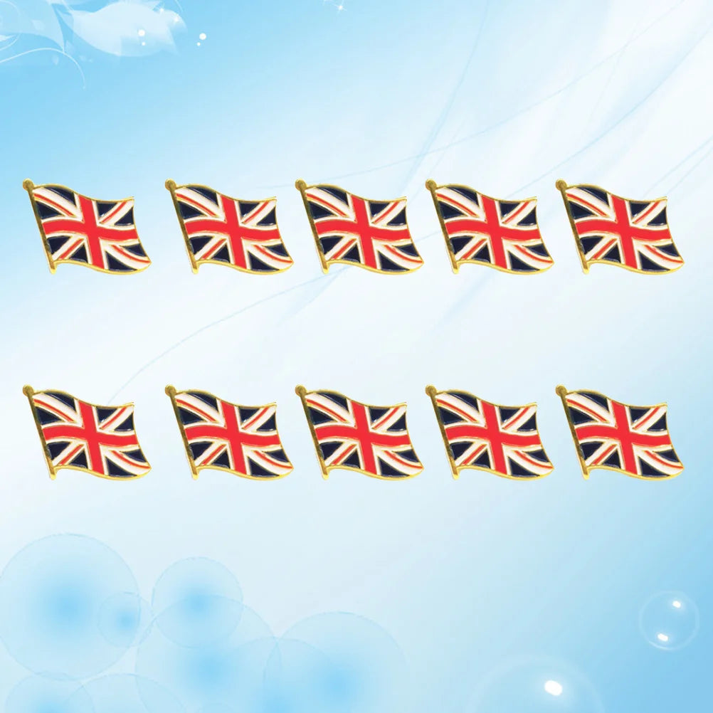 10 Pcs Waving Union Flag Lapel Pin Brooch Personalized Paint British Badges